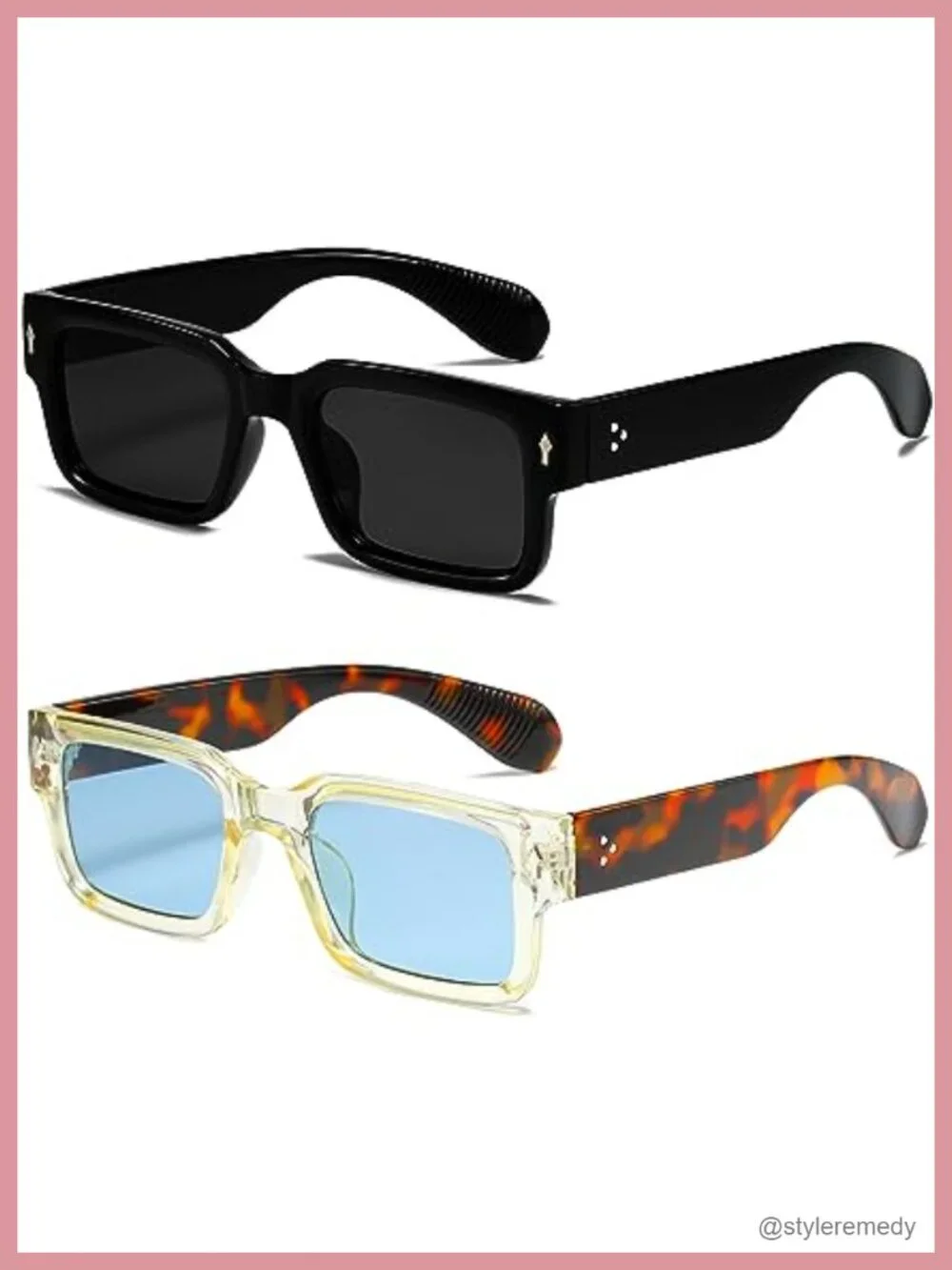 Square Frame Sunglasses UV400 Protection Chunky Rectangle Sun Glasses